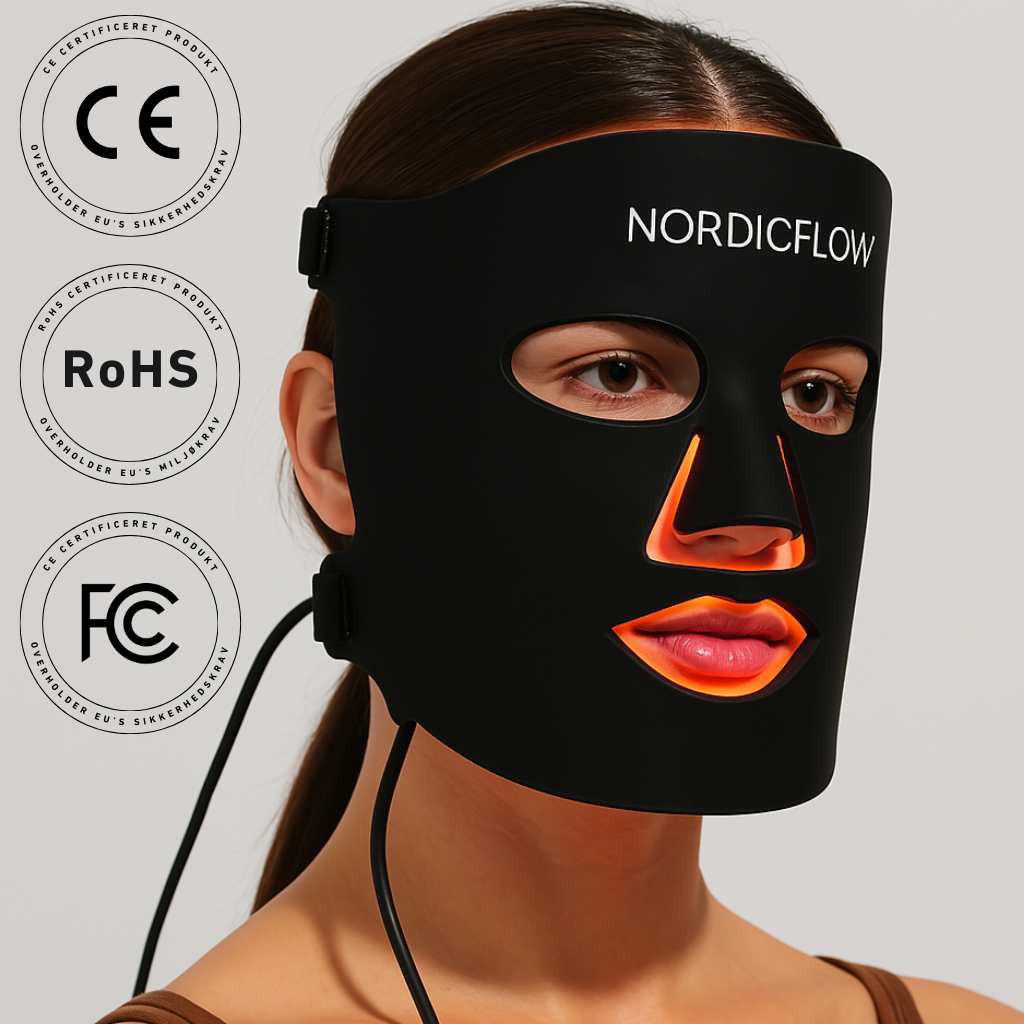 lysterapi maske produktfremvisning på kvinde frontalt